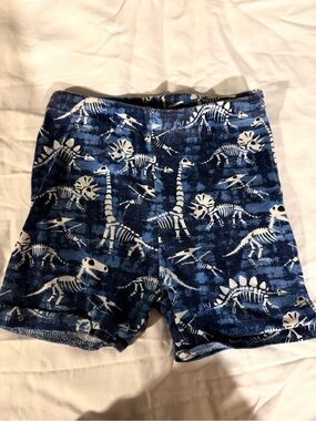 Blue Dinosaur Skeleton Print Shorts
